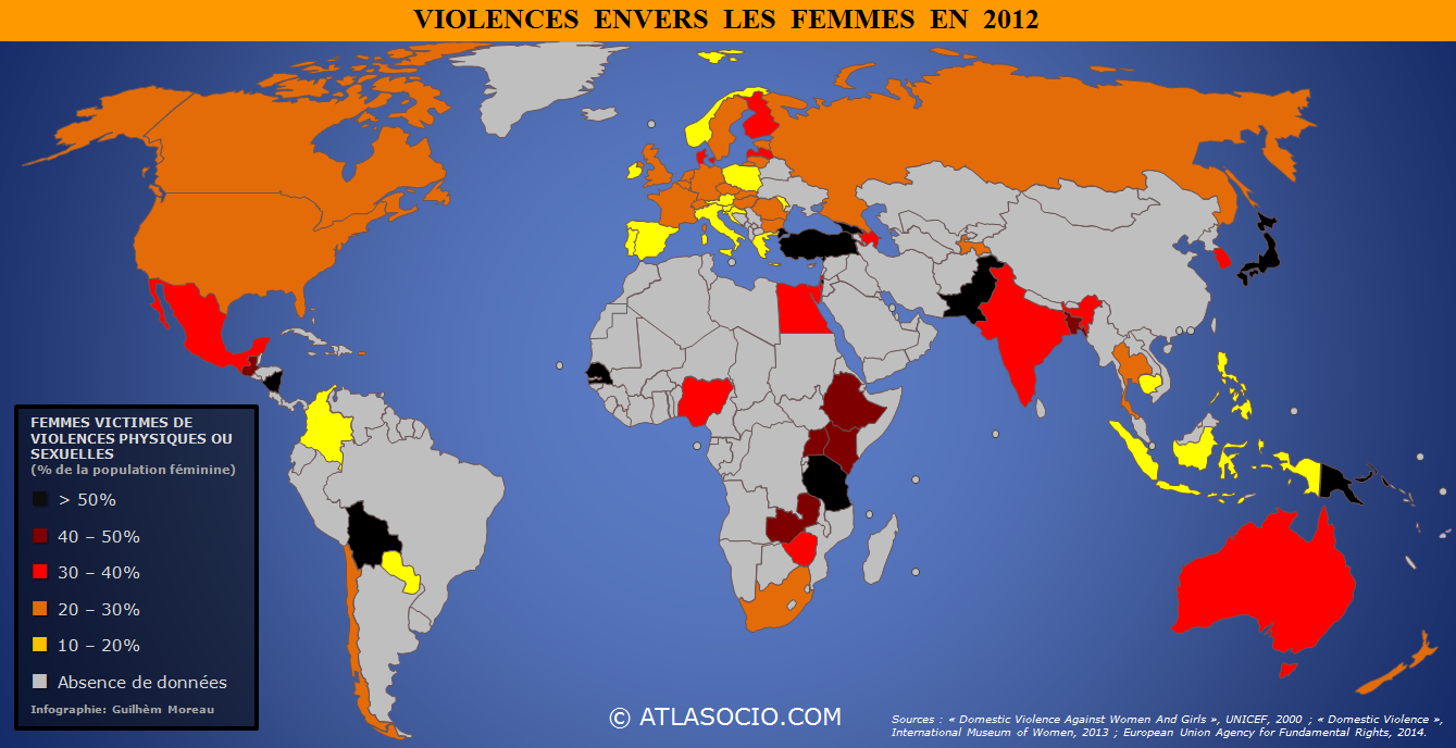 carte des violences envers les femmes dans le monde en 2012 atlasocio